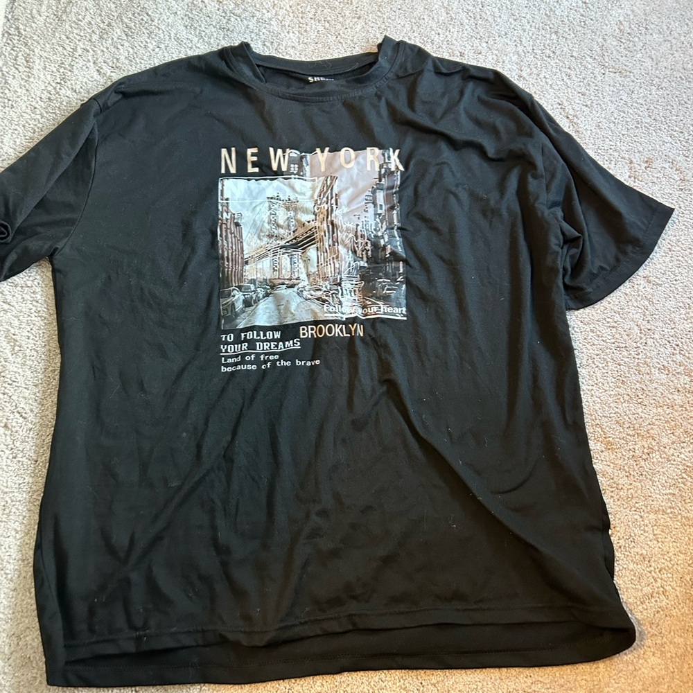 SHEIN Black New York Brooklyn Tee